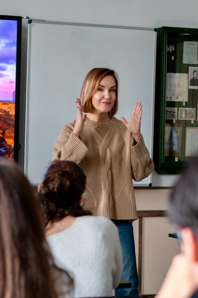 Dr. Zolnay Judit doing presentations